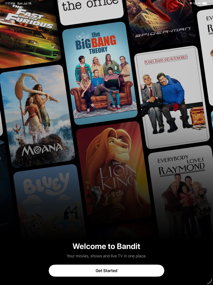 Bandit welcome screen on iPad